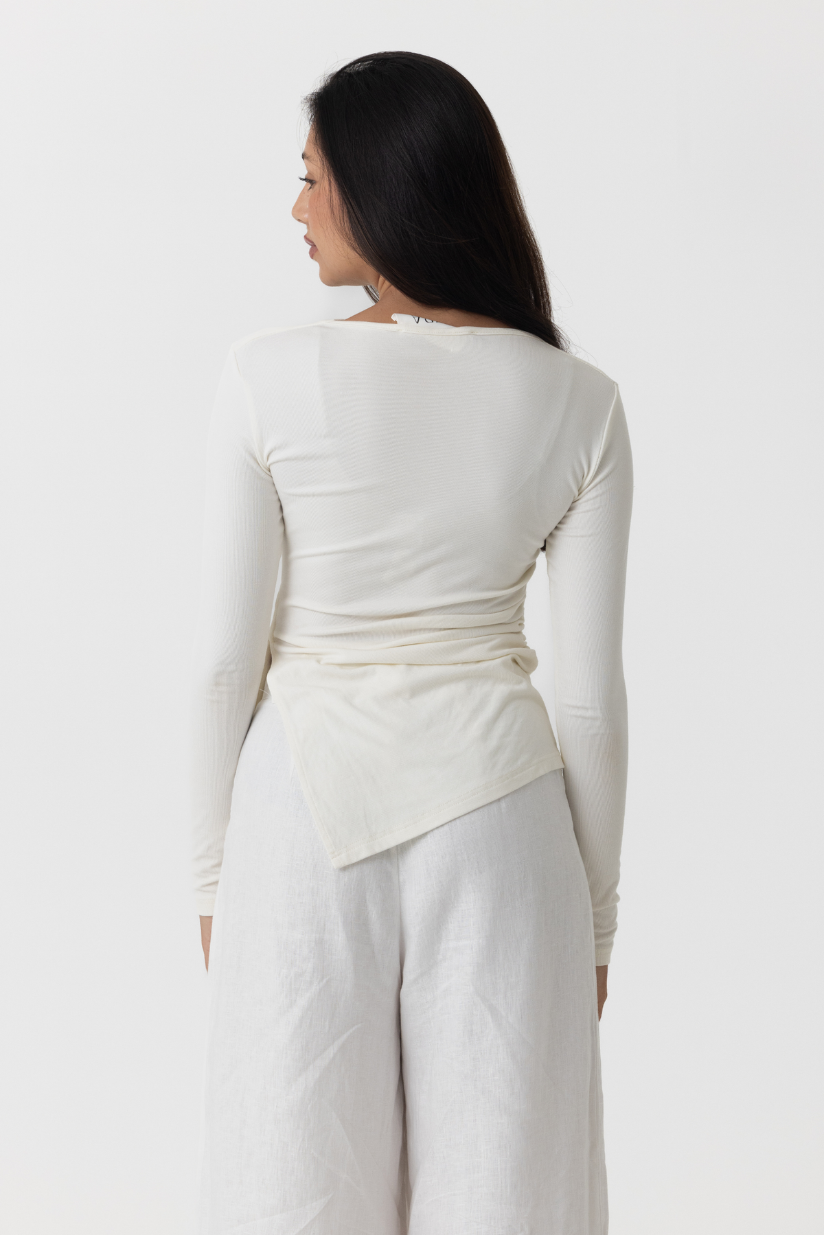 Mina Ruched Jersey Top - Blanc